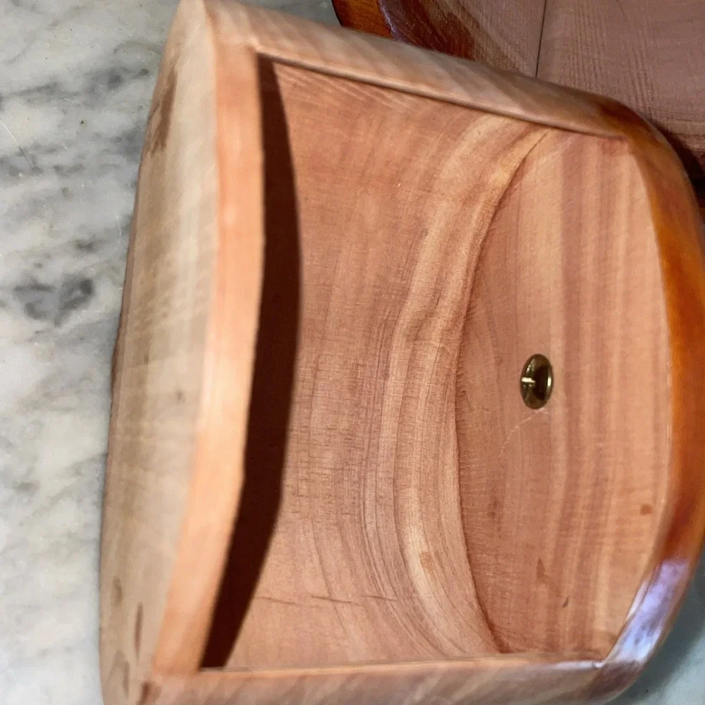Unique Hand Tooled Bandsaw Box Wood Wooden Drawer‎ Stained Pull Trinket Jewelry